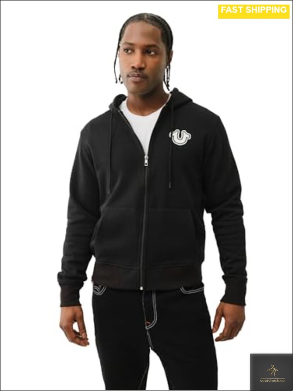 Men's Puff Print Full Zip Hoodie Oversized Graphic Y2K Streetwear